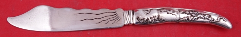 Fish Knife curved handle HH AS w/ shells & seaweed  7 7/8